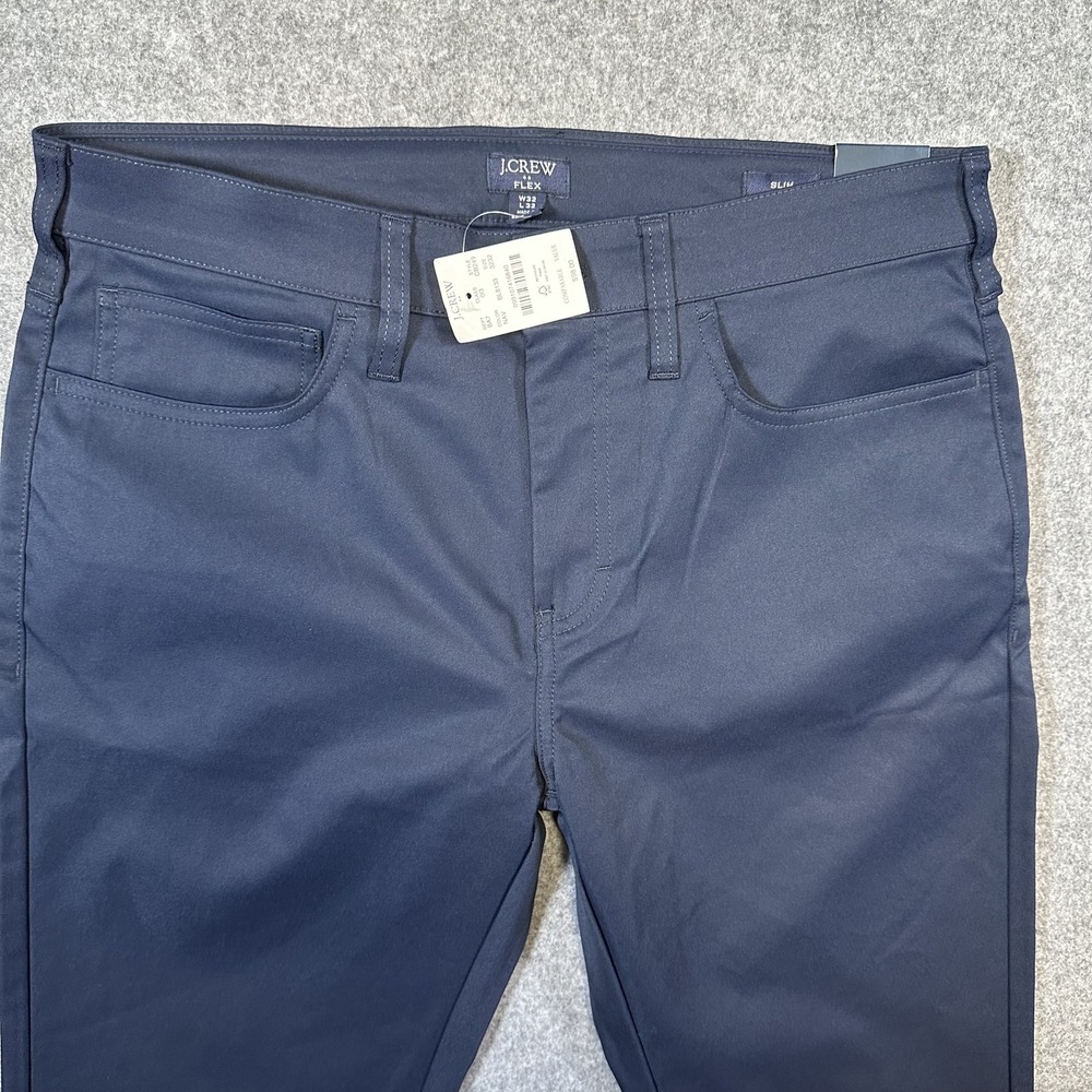 J Crew Pants Mens 32x32 Navy Blue Slim Flex Stretch Chino Dress Casual New Tags - Picture 5 of 12